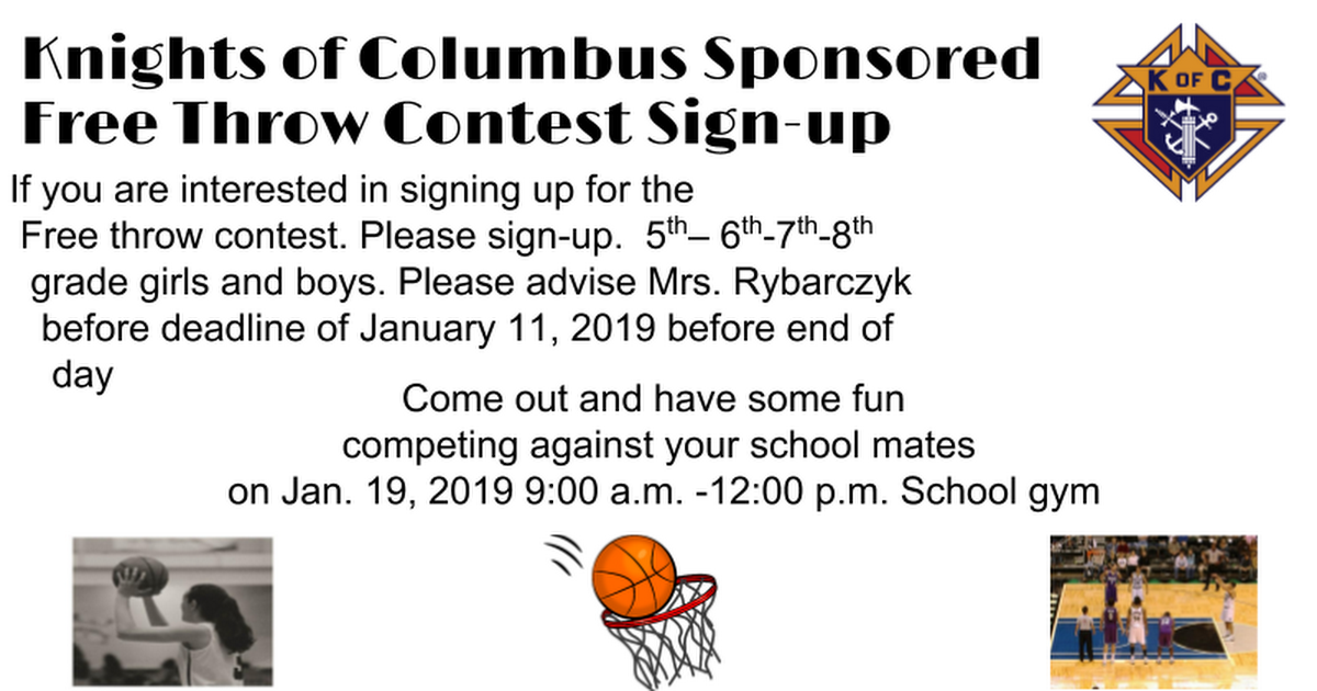 Knights of Columbus St. Joes Free  Throw Contest