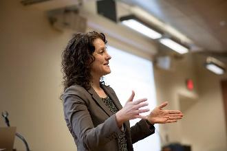 professor talking to a class.