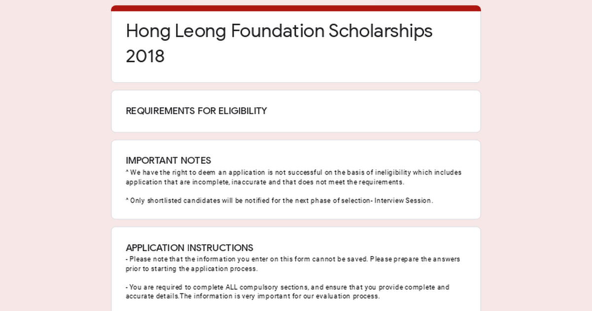 Hong Leong Foundation Scholarships 2018