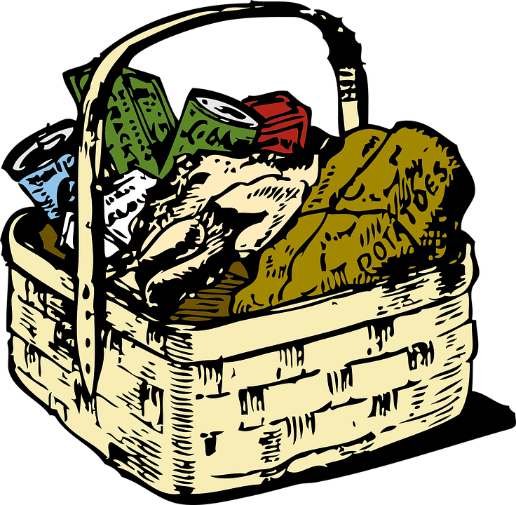 Picnic Basket, Straw, Food,