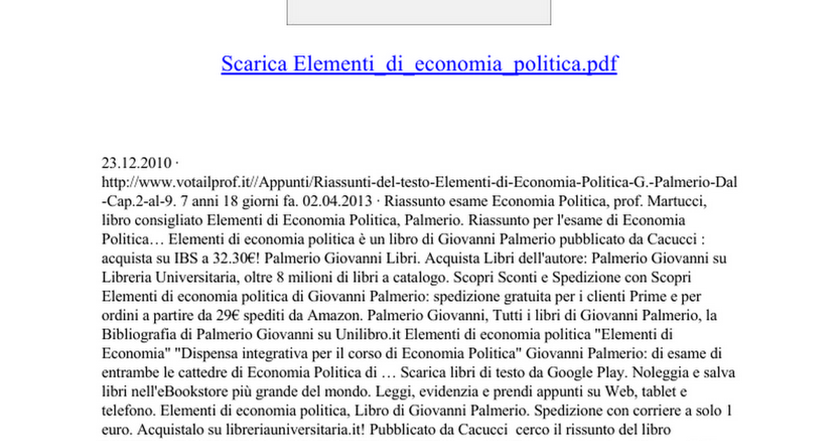 Elementi Di Economia Politico Palmeiro Pdf Download