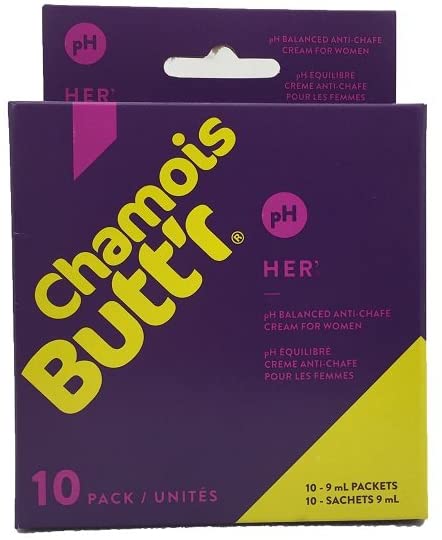 Chamois Butt'r Her' Anti-Chafe Cream, 10-pack of 9mL packets