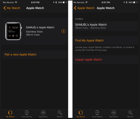 unpair apple watch without iphone