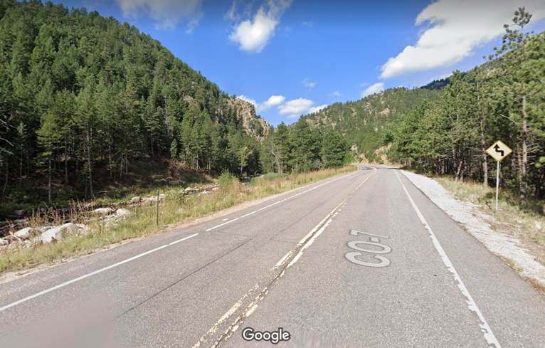 Google satellite image of CO 7 in the mountains 