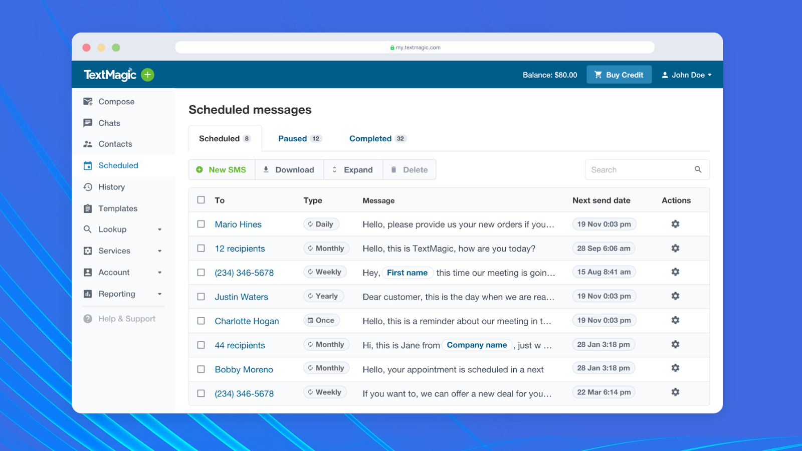 best text messaging software in the USA | A customer Scheduling SMS Messages on Textmagic