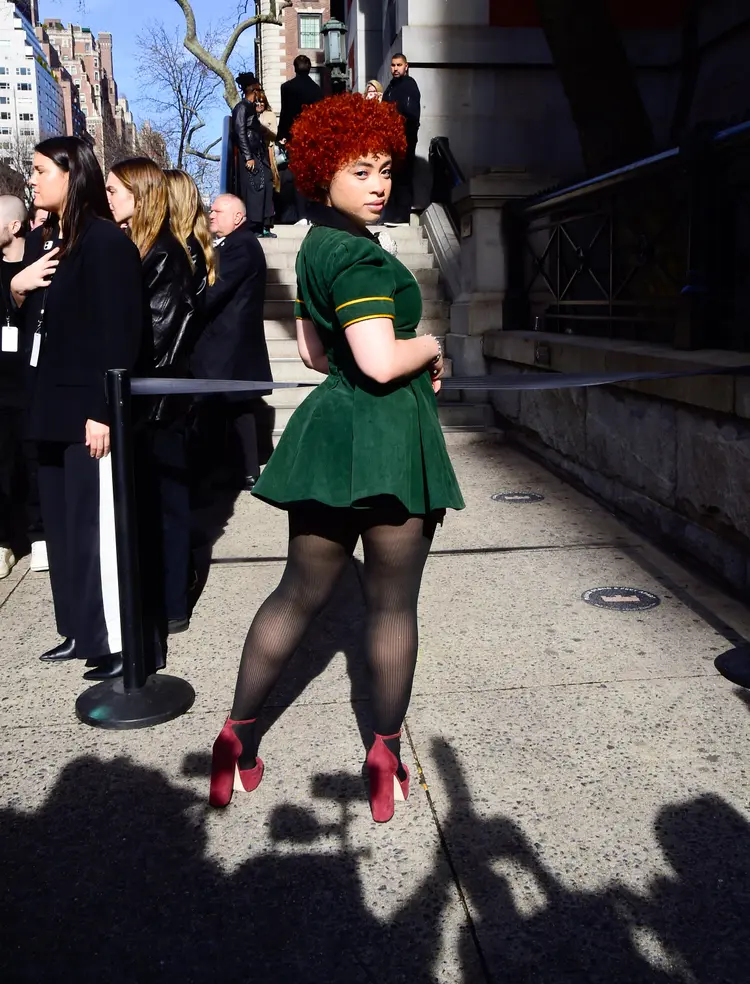 Ice spice poses for the camera at New York Fashion Week 2023