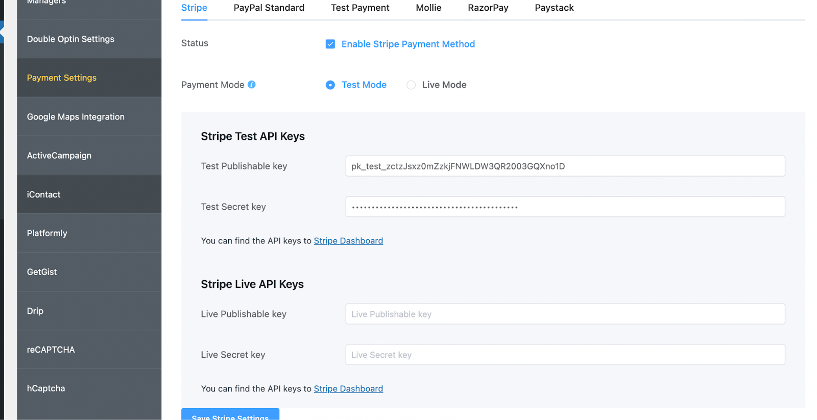 Stripe, Fluent Forms, WordPress subscription payment