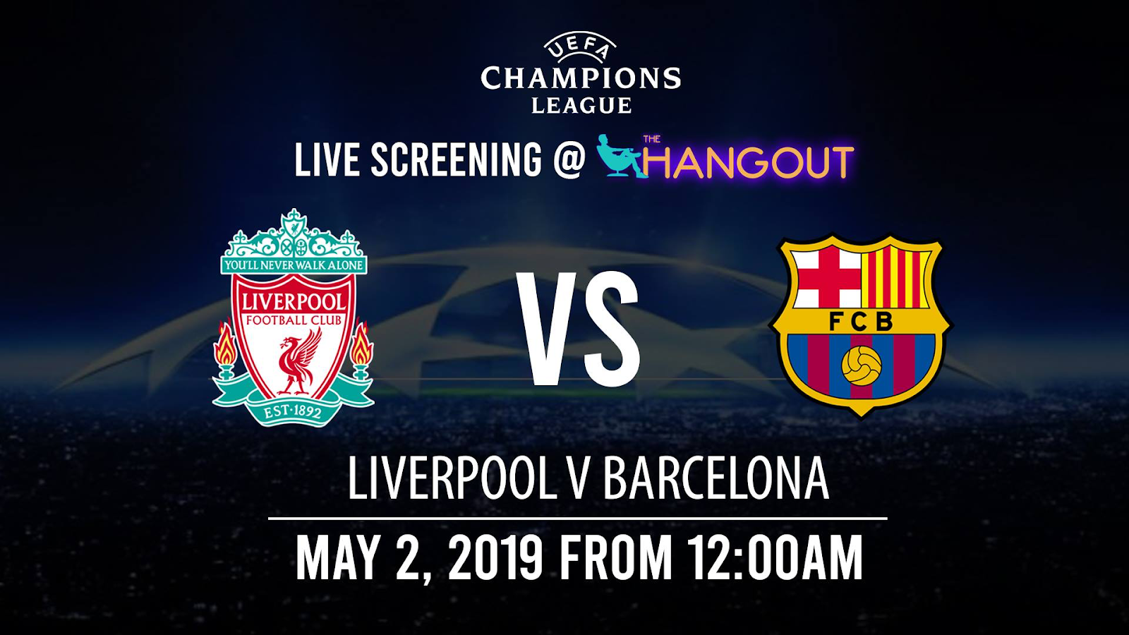 the hangout Liverpool vs Barcelona live screening