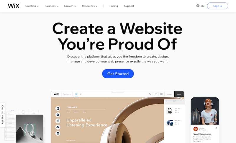 Wix - Plateforme de création de site Web