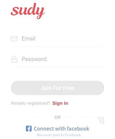 Sign Up on Sudy