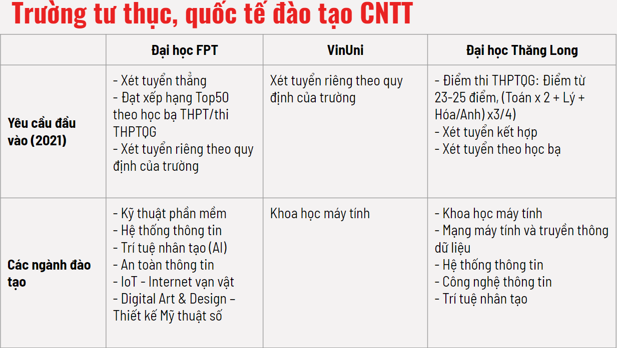 Trường tư thục, quốc tế đào tạo CNTT - 1