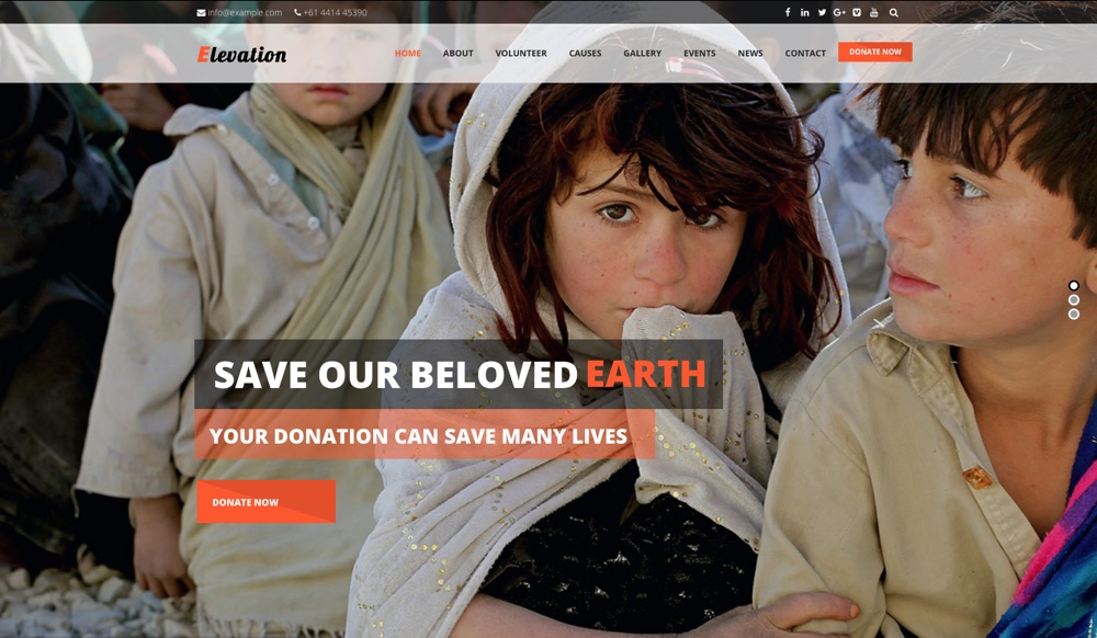 Elevation Charity, Nonprofit e Fundraising Tema WordPress