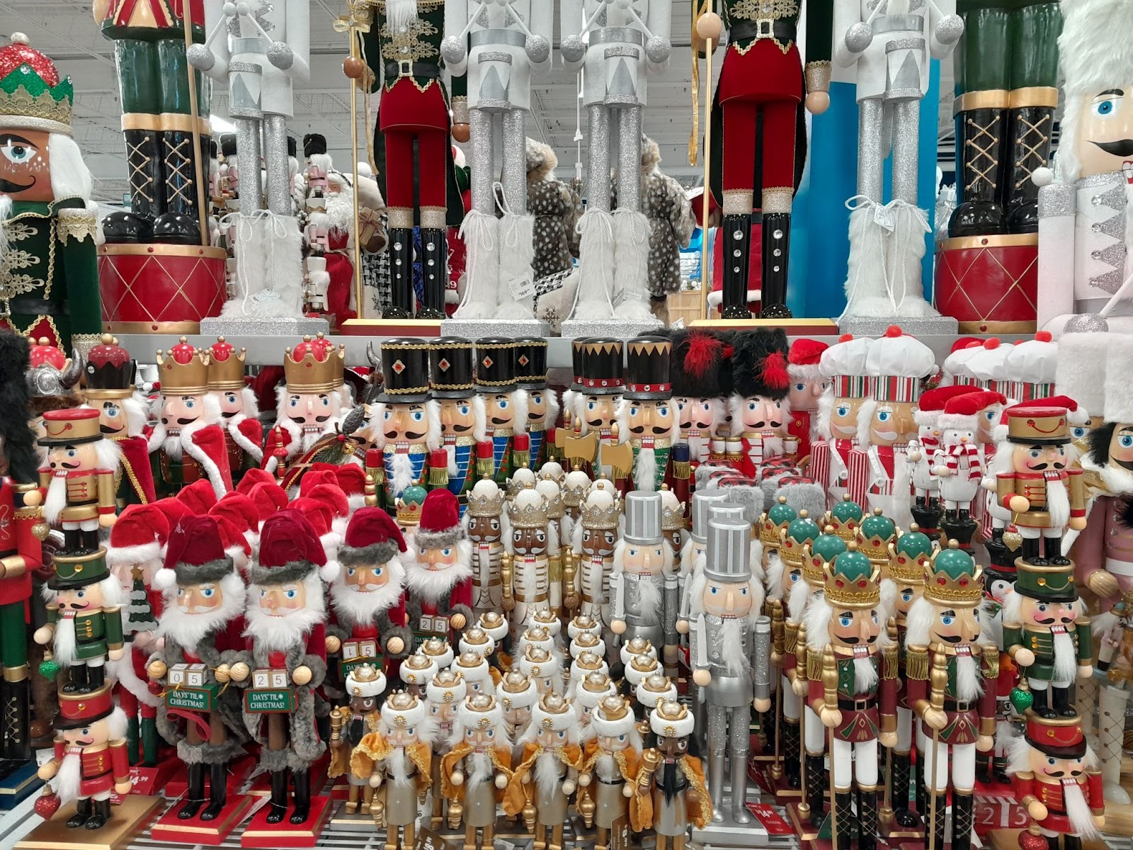 Table full of different Christmas nutcrackers at the German Christmas Market.