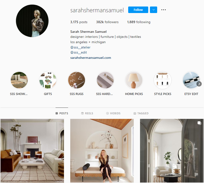 image showing brand style of Instagram account for Interior Design Influencer