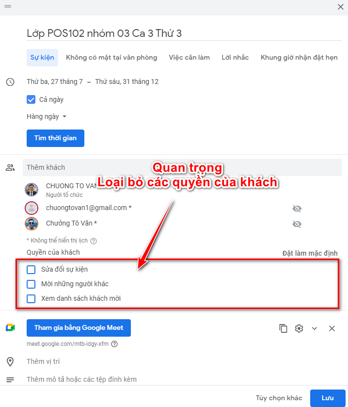 Hướng dẫn tạo lịch học online trên Google Calendar 60