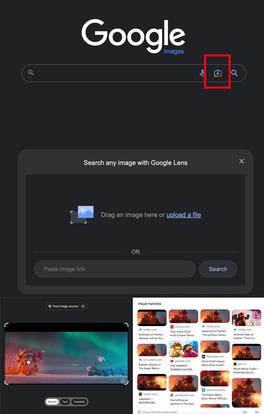 doing a reverse search of an image thumbnail with Google images