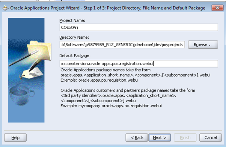 Creating new project in Jdeveloper for CO extension