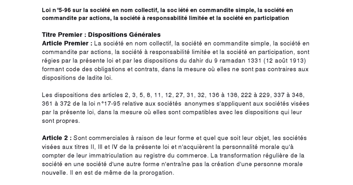 Juristconseil Blogspot Com Loi Sarl 5 96 21 05 Pdf Google Drive