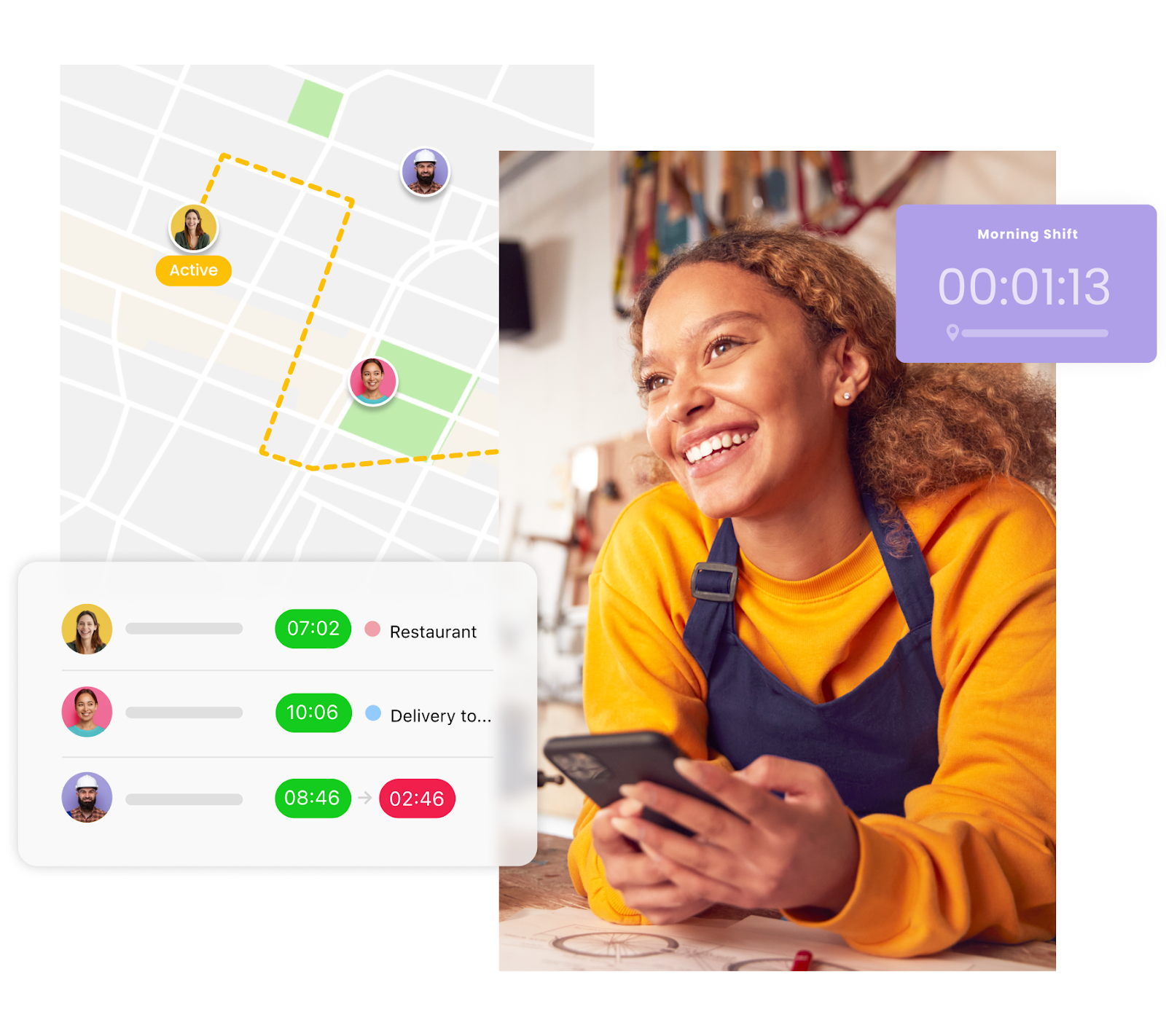 Lone worker staying connected with Connecteam app