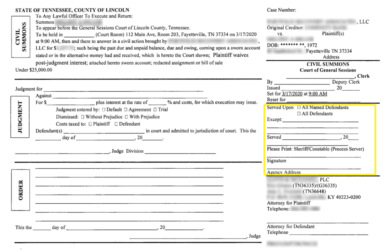 Fill out original warrant