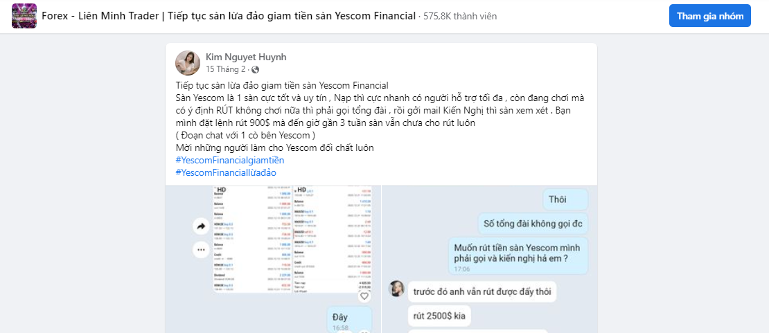 Bóc trần sự thật về sàn giao dịch Yescom giam tiền nhà đầu tư