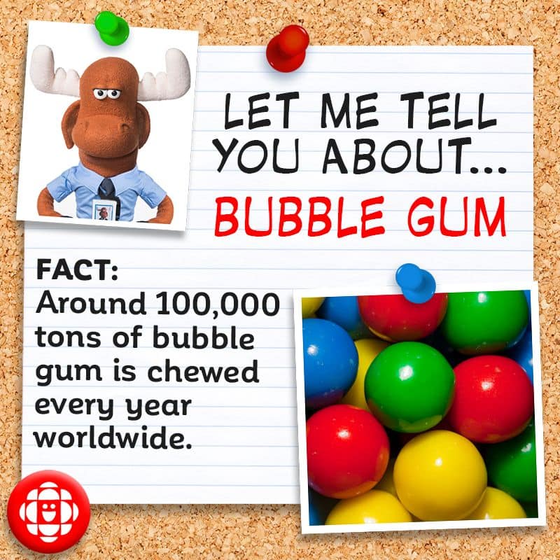 Around 100,000 tons of bubble gum is chewed every year worldwide.