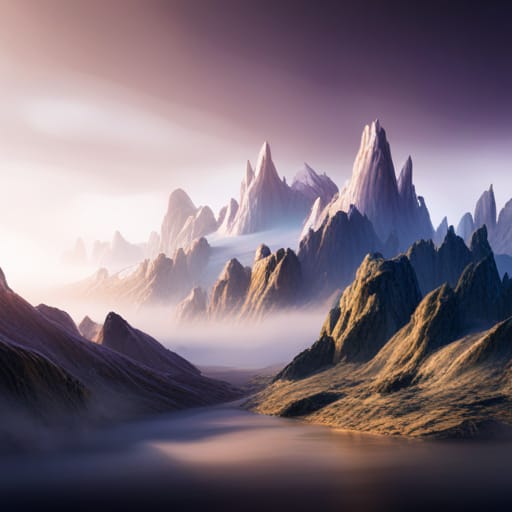 An AI generated image of mountains using NightCafe.