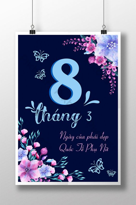 Mẫu thiệp đơn giản với tone màu xanh dịu dàng dành cho mẹ ngày Quốc tế Phụ Nữ (Nguồn: Internet)