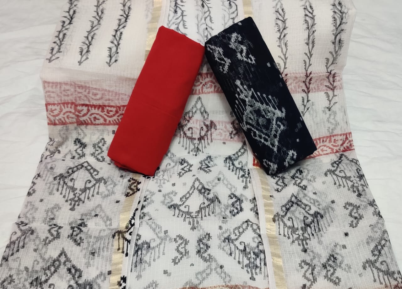 Exclusive new hand block printed Kota cotton dress materials