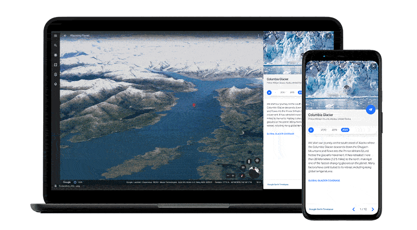 Timelapse in Google Earth mostra il rapido cambiamento cui è soggetto il pianeta mostrando il contesto in cinque storie tematiche.