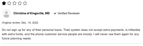 Marcus user complaining about poor customer service with this online personal loan lender. 