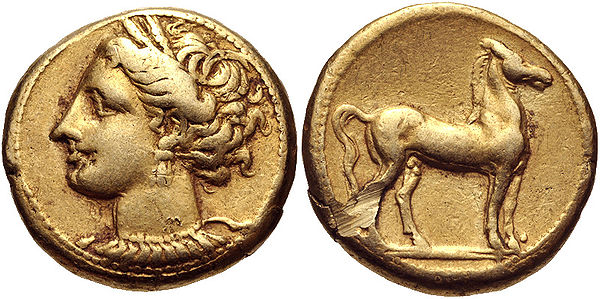 An electrum Carthaginian shekel from 310–290 BC