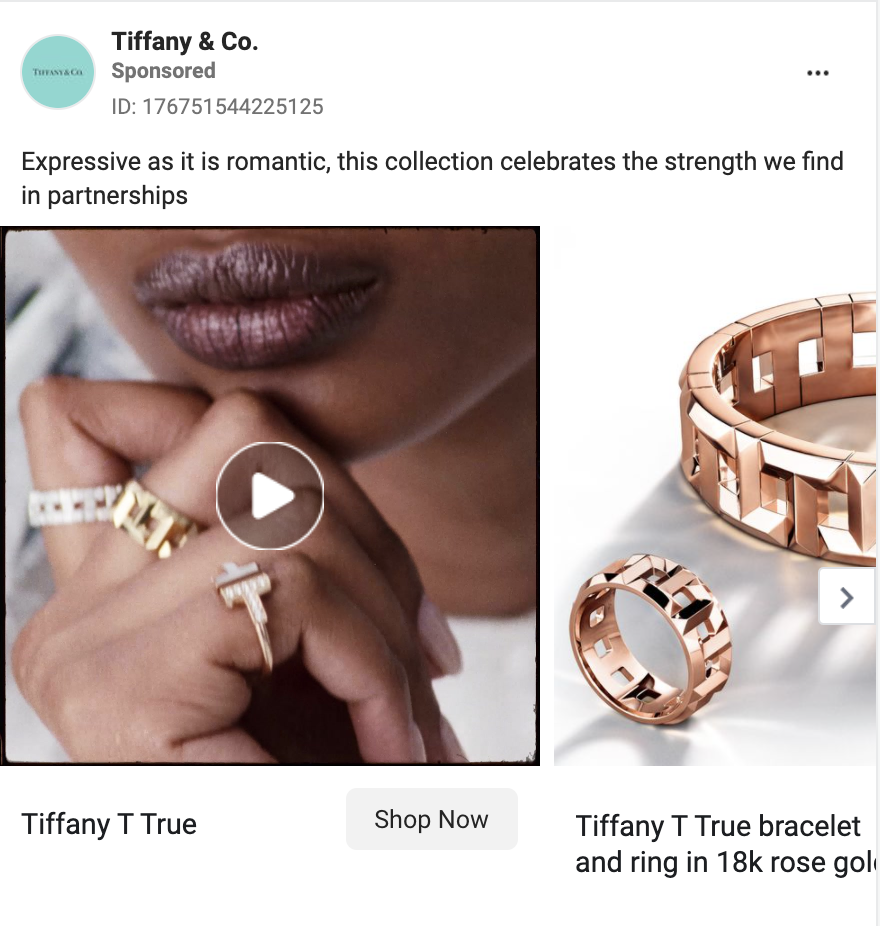 Luxury Jewellery Brand Social Media Carousel Example - Tiffany's