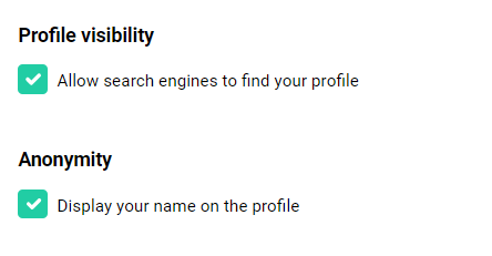 Visibility settings on your freelance profile