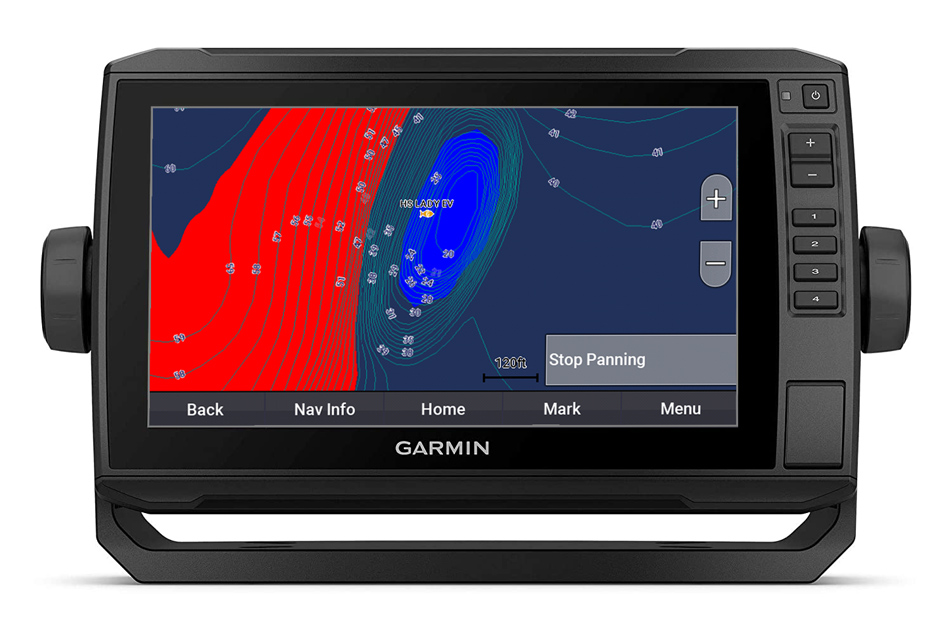 A hump on Lady Evelyn Lake shown on a Garmin fishfinder