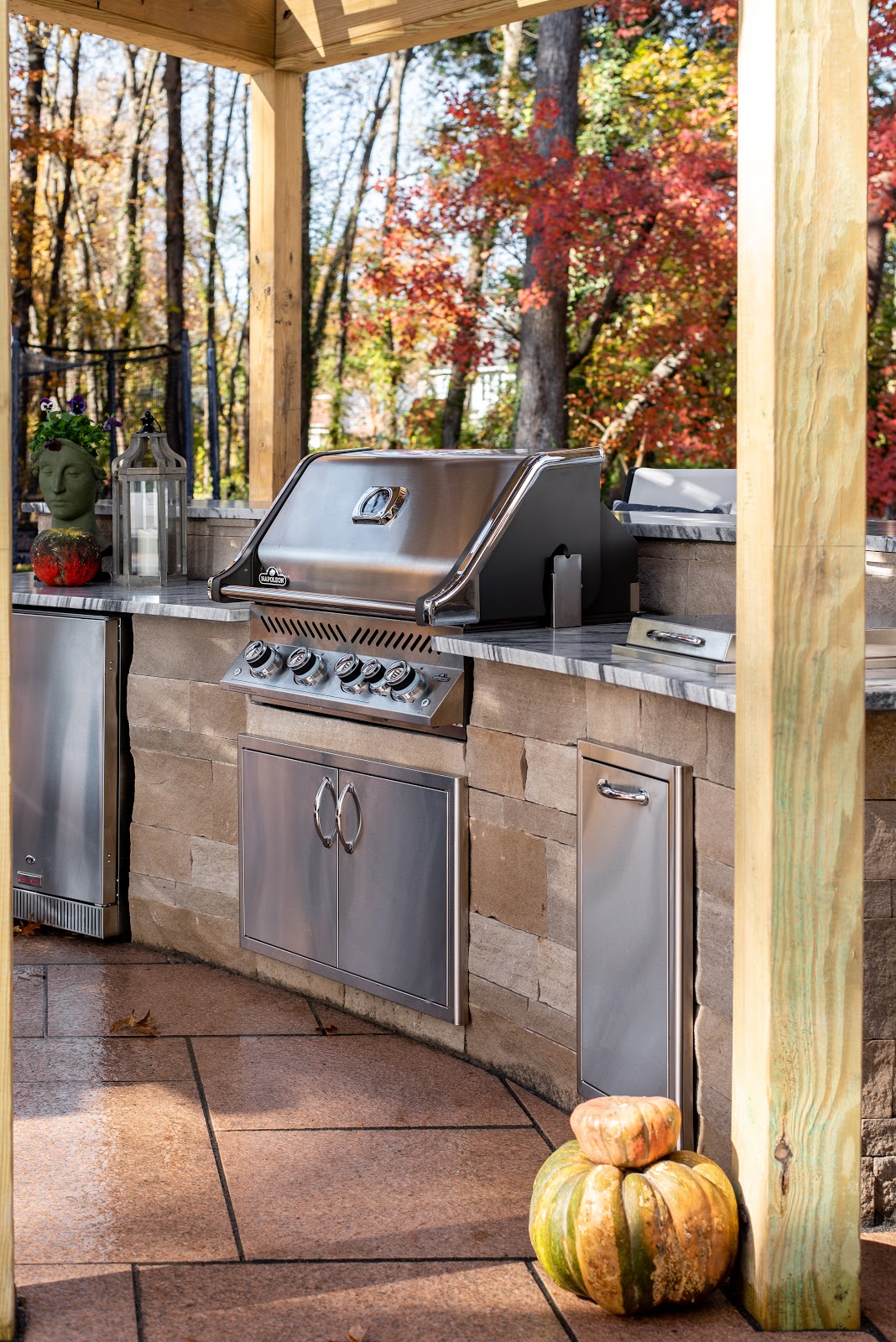 Outdoor kitchen with natural stone