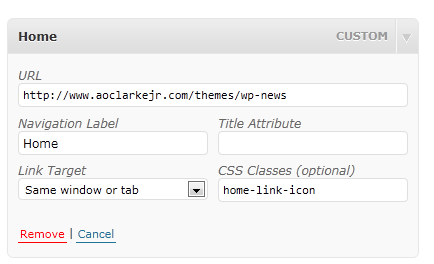 Classe de links iniciais do WordPress