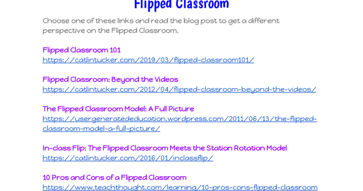 Flipped Classroom Links