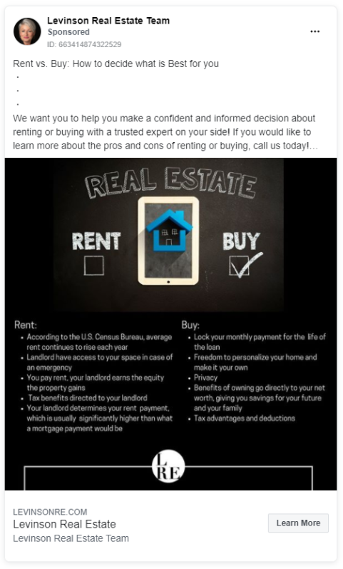 Real estate social media example