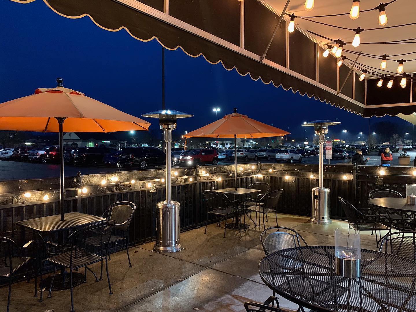 Outdoor Patio At Night At Lock 27 Brewing-Centerville