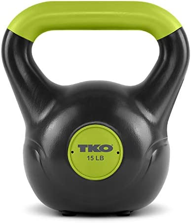 black kettle bell 15 pounds with lime green trim