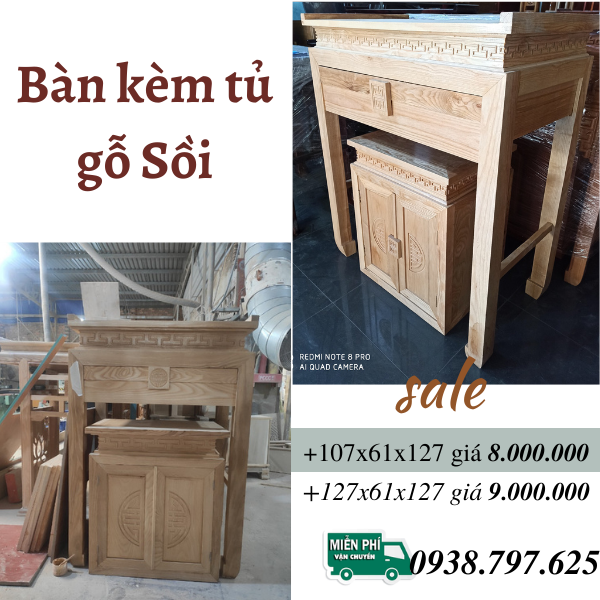 Mẫu bàn thờ gia tiên gỗ sồi đẹp giá rẻ tại TPHCM