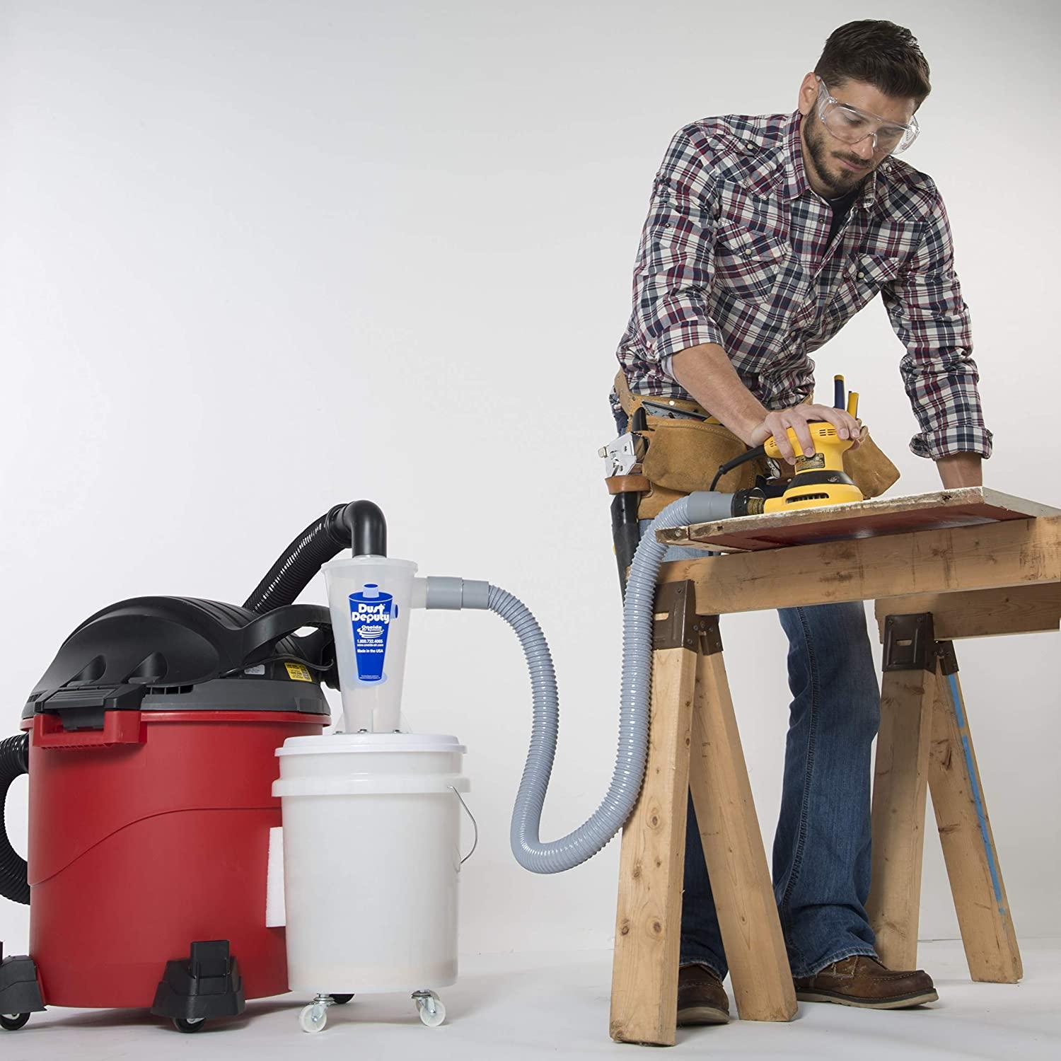 A working dust collector in a shop