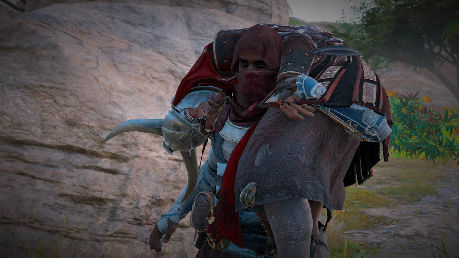 Image of Bayek Carrying an Assassins Creed Origins Phylakes