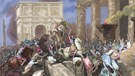 Listen to this BBC interview of historians regarding the fall of the Roman Empire:
https://www.bbc.co.uk/sounds/play/w3cszjvq