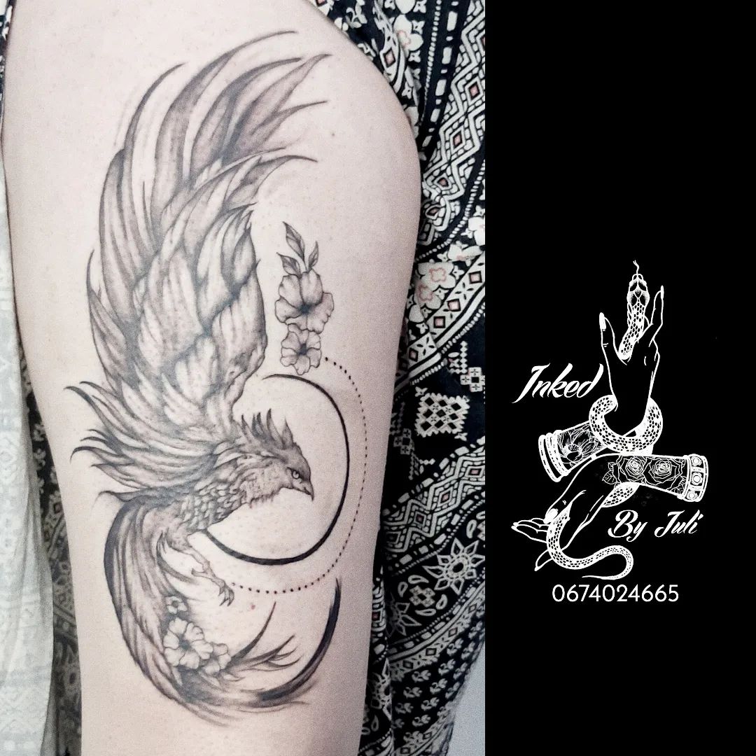 Big Phoenix Tattoos On Upper Arm