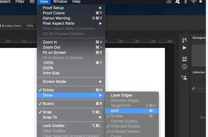 Grid setting in photoshop