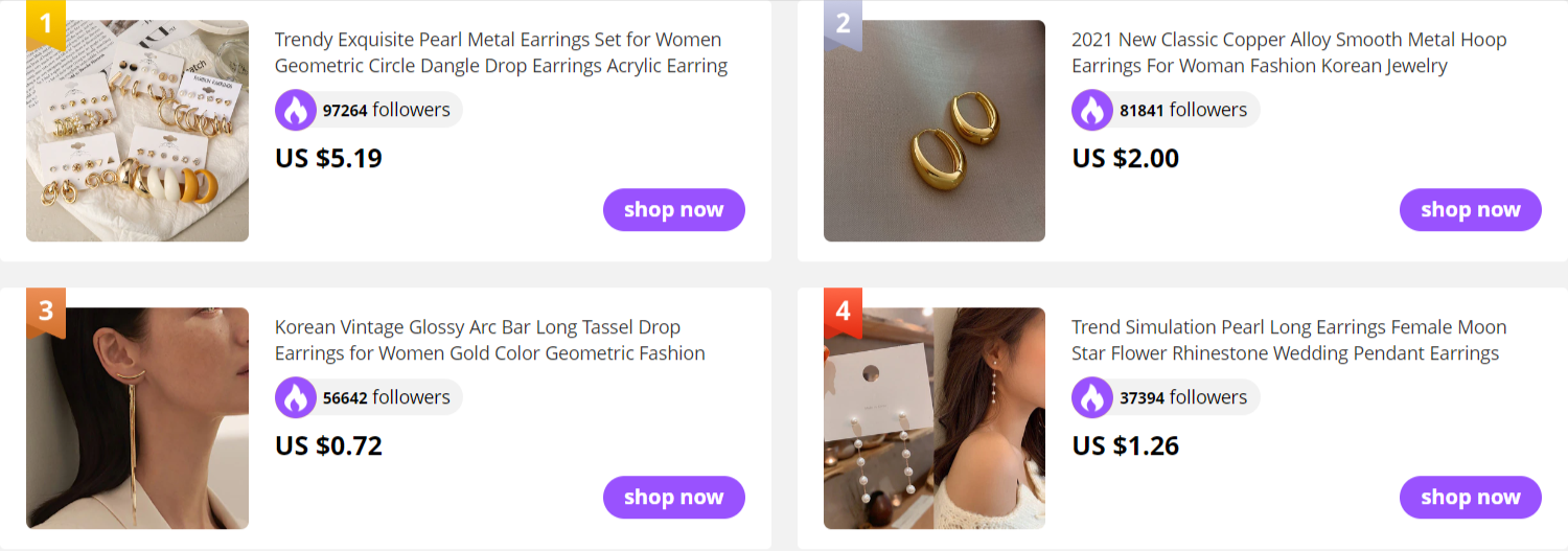 Dropshipping Products to Sell: Drop Earrings