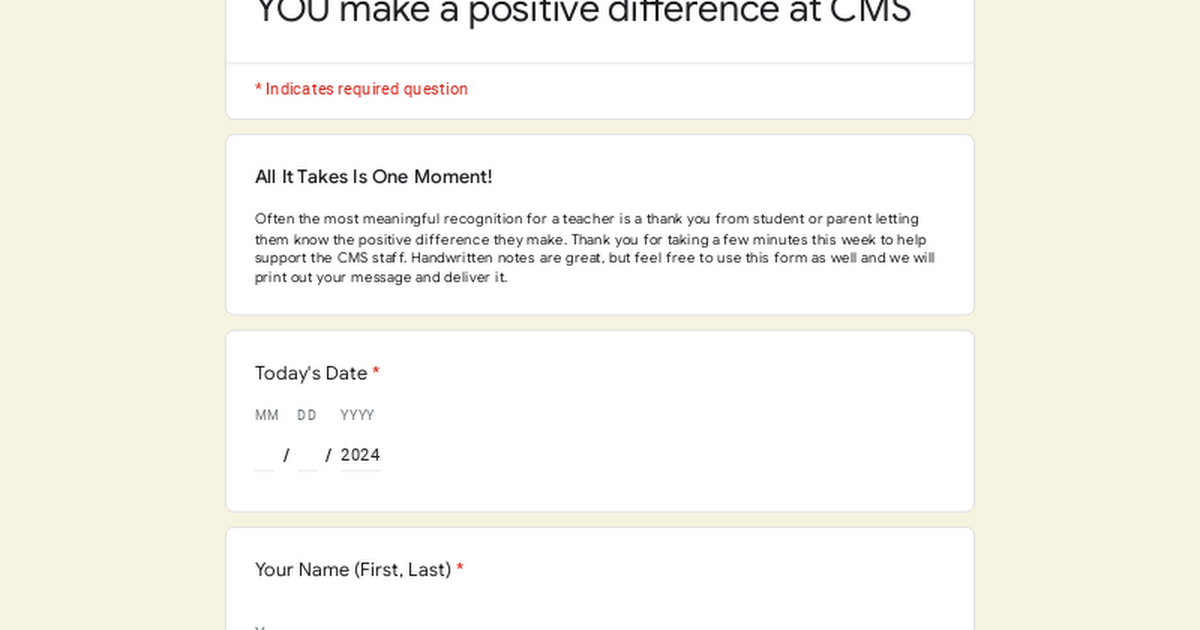 YOU make a positive difference at CMS