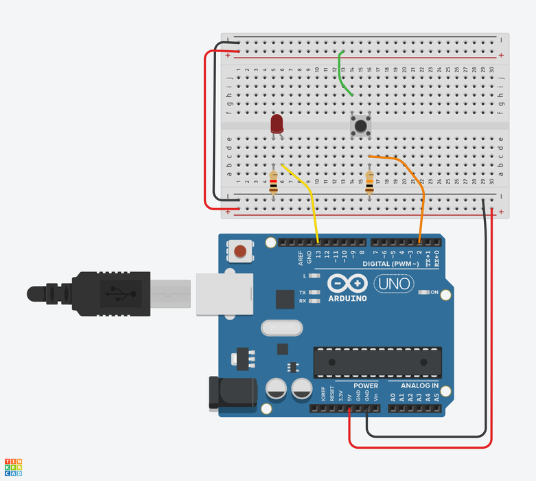 Hướng dẫn điều khiển nút nhấn với Arduino trên Tinkercad